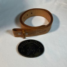 Vintage Buckle Belt with Engraved Design, Slightly Damaged Used
