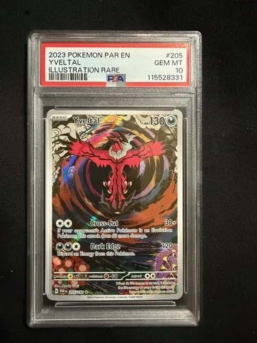 PSA 10 Yveltal Illustration Rare #205/182 Paradox Rift Pokémon 2023