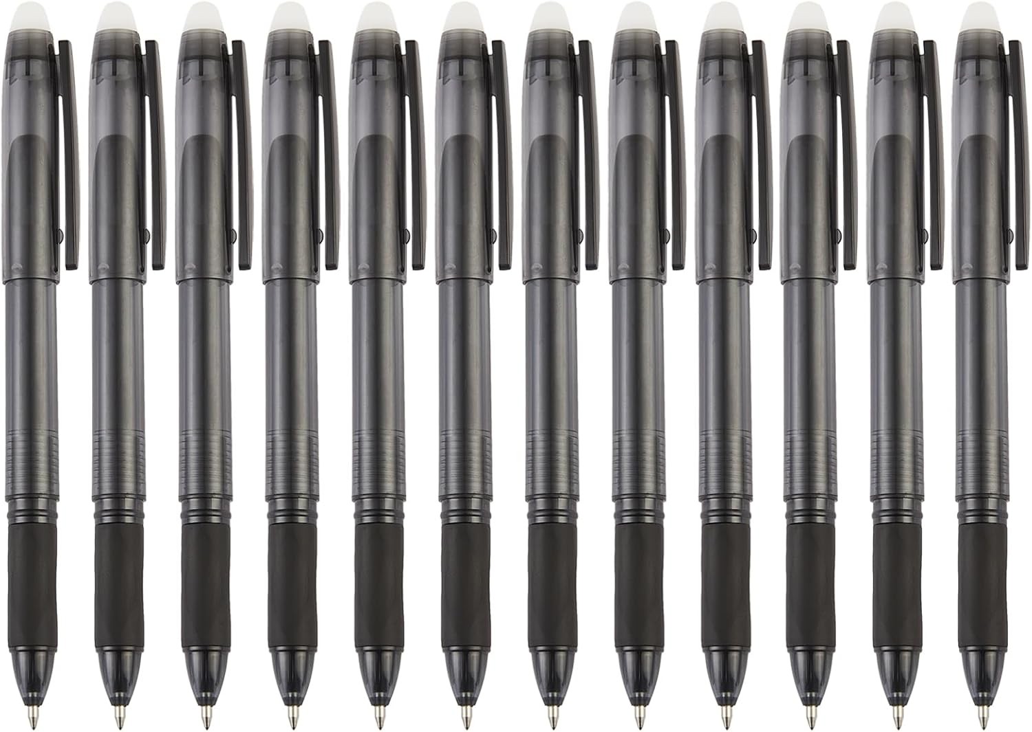 Black Erasable Gel Pens, 0.7mm Fine Point Gel Erasable Pens with Eraser,12 Pack 