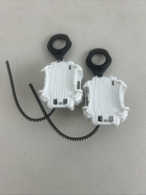 Beyblade Burst Evolution WHITE Spinning Top Launcher w/ BLACK Rip Cord Hasbro x2