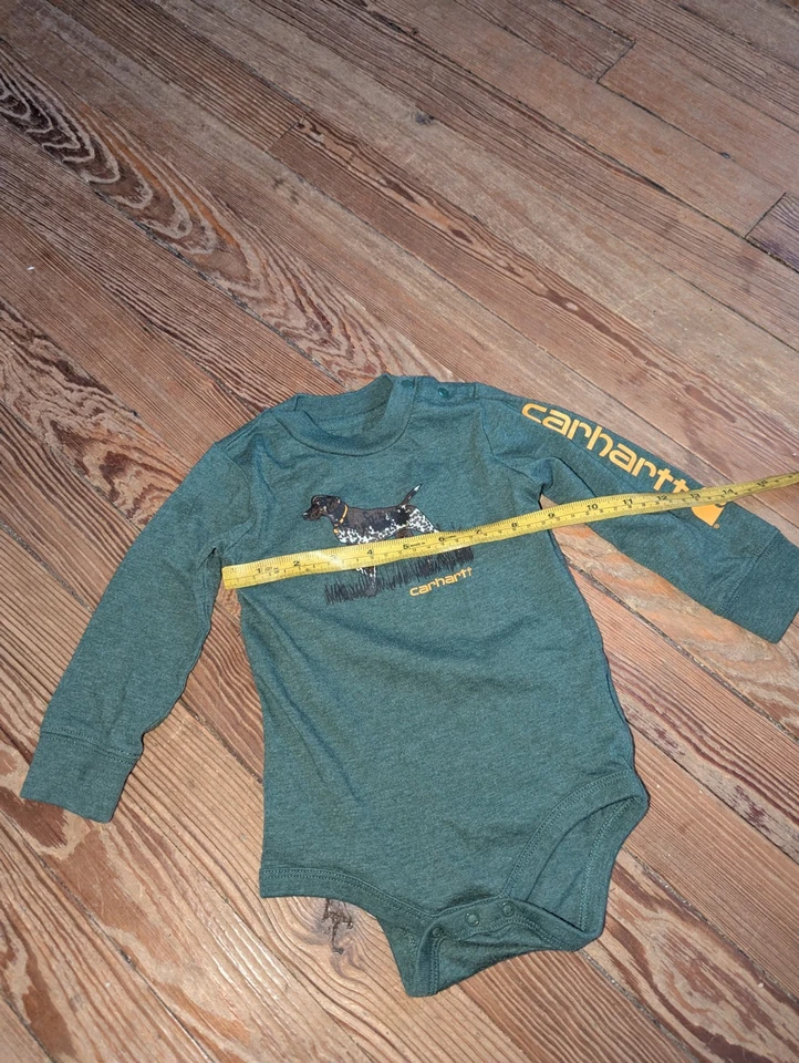 Боди с длинным рукавом Carhartt для мальчиков размер 18 месяцев кинза зеленая собака цельный - Изображение 3 из 4