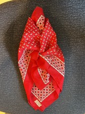 Vintage Japanese Red Cotton Bandana Kerchief Scarf Dots Circles 20.5 Square