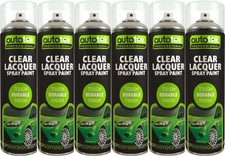 6x Autotek Clear Laquer Spray Acrylic Top Coat 500ml Aerosol