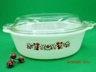 Fire King “Primrose” Casserole Dish Transparent Glass Lid Oval 1.5 Qt Vintage