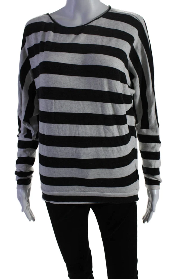 Top gris manga larga a rayas de algodón a rayas con cuello redondo talla XS de La't By L'Agence para mujer Foto 2 de 4