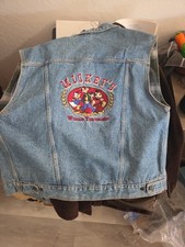 Disney Mickeys World Traveler Large denim vest lined embroidered