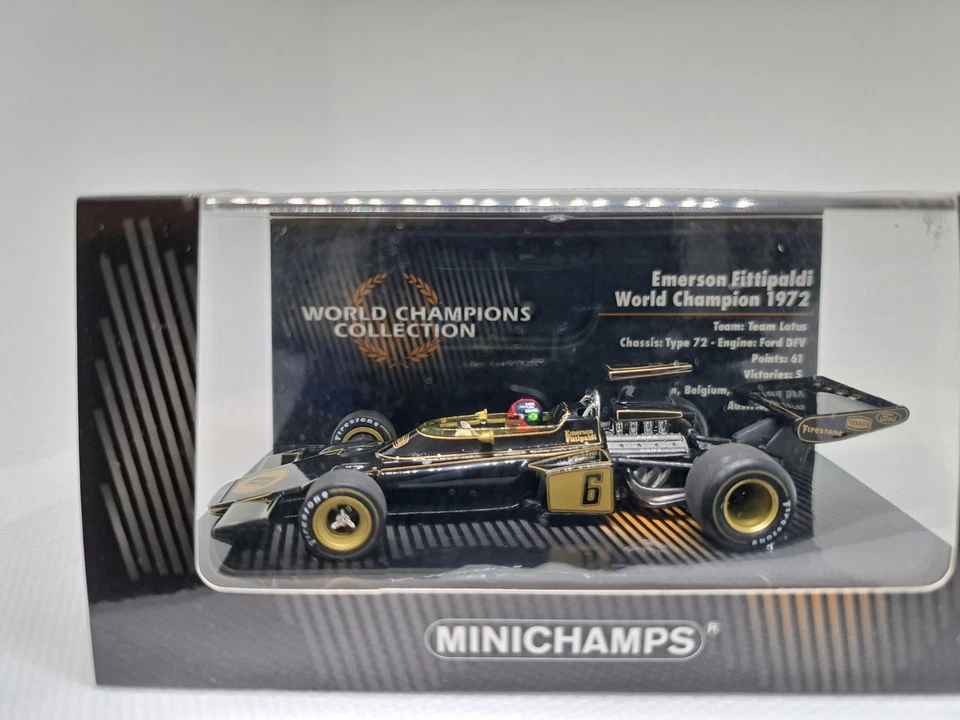 MINICHAMPS 436720006 F1 1/43 LOTUS FORD 72 EMERSON FITTIPALDI 1972 WORLD CHAMPIO - Immagine 2 di 4