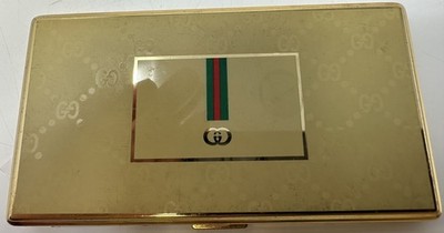 Authentic Vintage Gucci Collection Logo Monogram Cigarette Case Gold Color