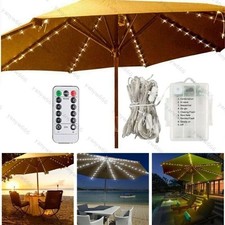 100 LED Solar Powered Parasol Umbrella Garden Tilt Outdoor String Light UK