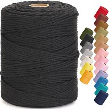 Macrame Cord 4mm x 328yards, Soft Colored Macrame Rope, Natural Cotton Cord f...