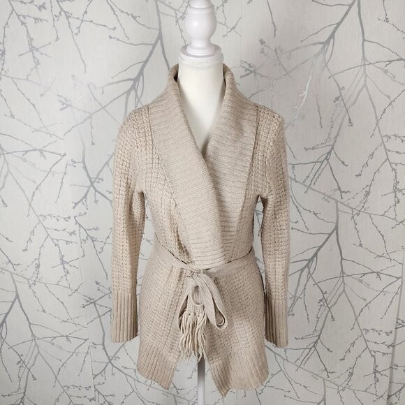 Banana Republic Oatmeal Wool Alpaca Blend Belted Cardigan | Women's L