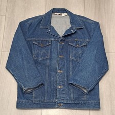 Maverick Vintage Dark Wash Blue Button Up Collared Denim Jacket Men's Size L