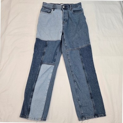 PacSun W27 High Rise Straight Patchwork Colorblock Denim Jeans Y2K Button Fly