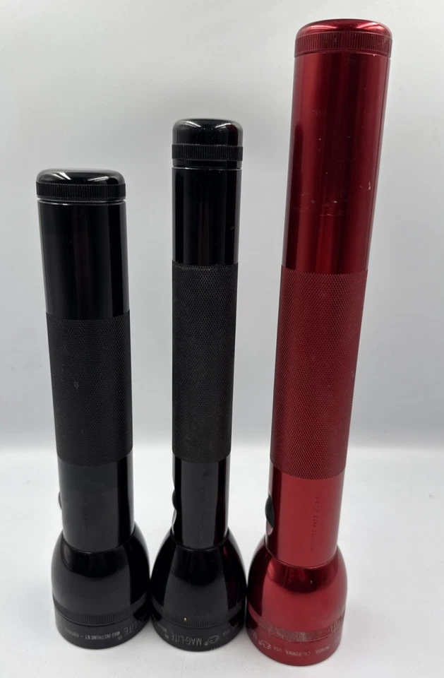 Juego de 3 linternas MagLite de 12”, 11", 10” hechas en EE. UU. genuinas Foto 2 de 4