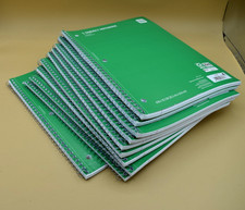 10pk Pen  gear 1 Subject Spiral Notebook, College Ruled 10.5  x8  , GREEN COVER