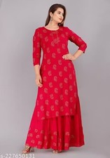 Indian Readymad Rayon Kurta With Skirt Set for Women's Party Festive Outfit Gift