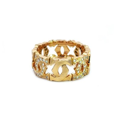 Cartier Entrelaces C de Cartier Gold Ring Diamond 18k Yellow Band Cert Size 6.5