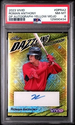 2023 Leaf Vivid ROMAN ANTHONY Dazzling Performers Yellow Mojo Auto /10 PSA 8