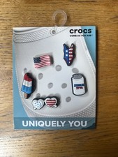 Crocs Jibbitz Shoe Charms 5 Pack Set USA America Patriotic Summer July 4th Flag