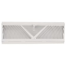 Baseboard Register W/ Damper, 15 in W x 2 in H Opening, White, Steel, One-Way,