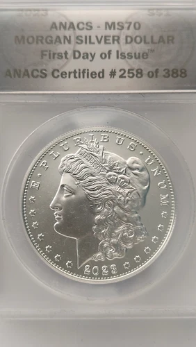 2023 United States Morgan Silver Dollar, ANACS MS 70, First Day of Issue