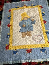 Vintage Paddington Bear Baby Quilt Blanket Crib Nursery 36x46