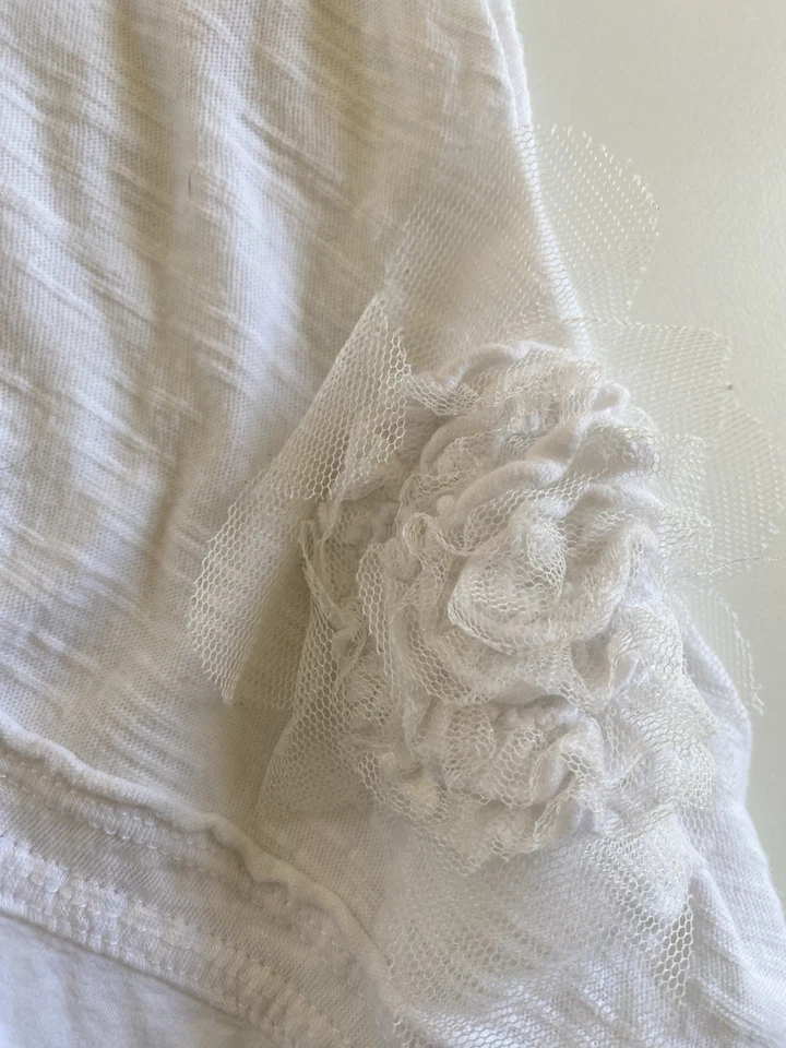 Túnica acampanada blanca de algodón Naartjie para niñas túnica púrpura con volantes usada en excelente estado talla XXXL 9 Foto 3 de 4