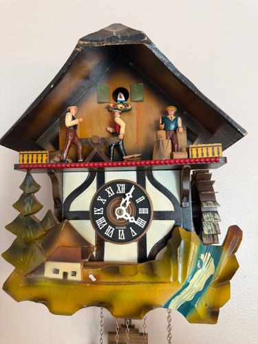 One Day Schmeckenbecher Musical Sawing/Chopper with Water wheel cuckoo clock