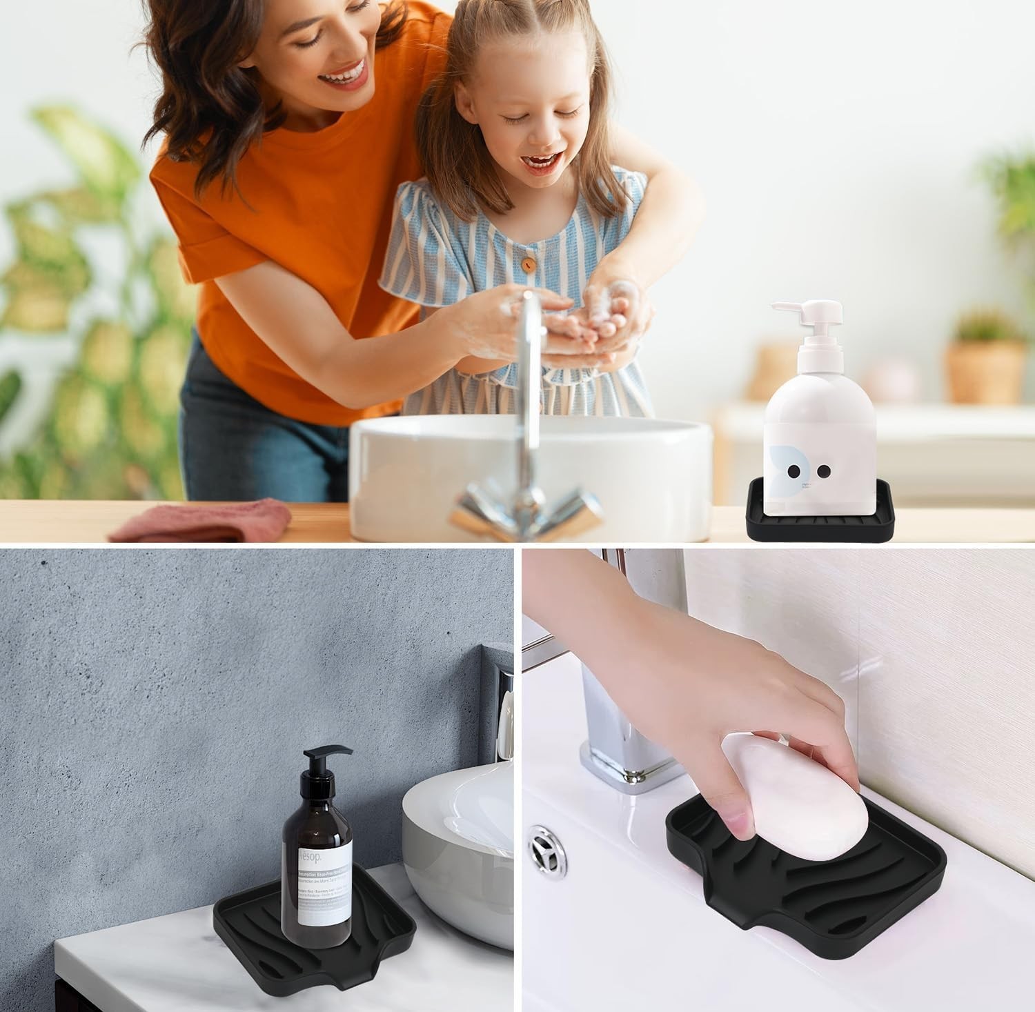 2 Pack Silicone Soap Dish with Drain, Bar Soap Holder for Shower,Bathroom and Ki