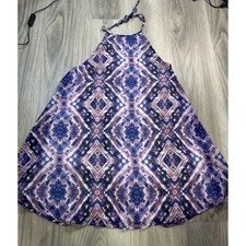 Show Me Your Mumu Tie Dye Halter Dress Medium Purple Blue White flowy Open Back