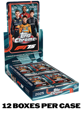 2025 TOPPS CHROME Formula 1 HOBBY 12-BOX CASE F1 Racing 75th