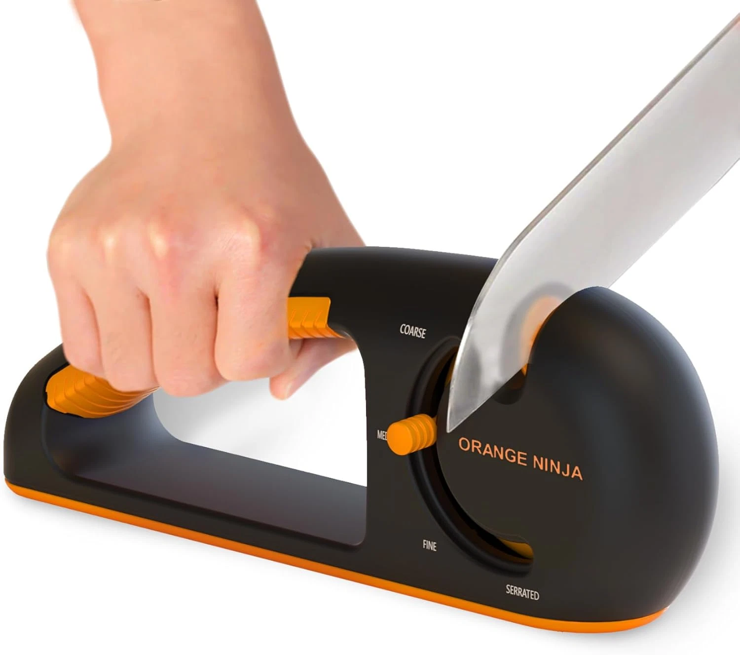 Orange Ninja 4-Stage Knife Sharpener & Serrated Knife Sharpener– Repairs, Sharpe