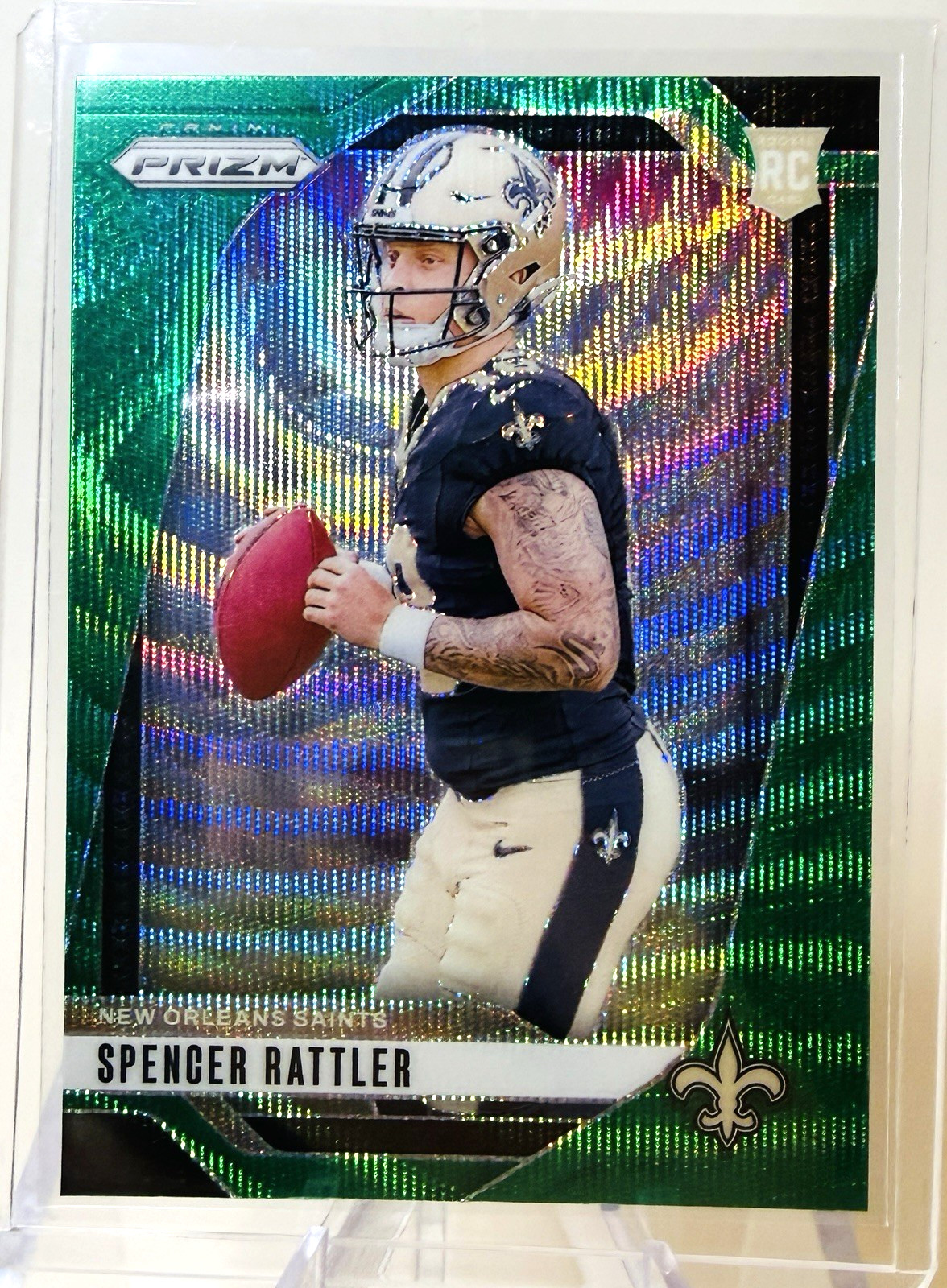 2024 Panini Prizm Spencer Rattler Green Wave Prizm RC New Orleans Saints #388