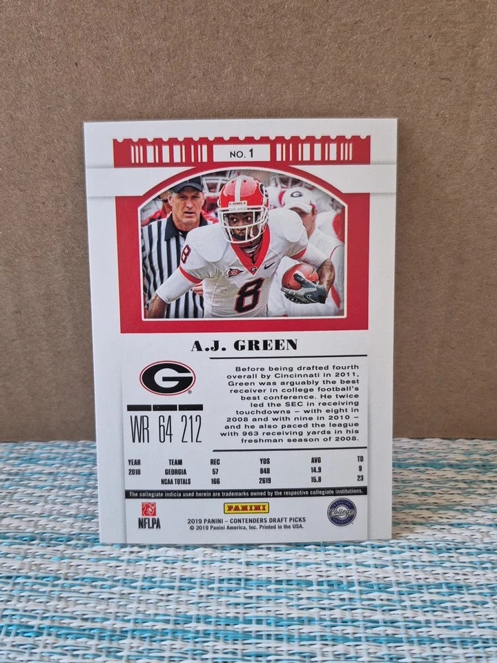 2019 Panini Contenders Draft Picks Collegiate #1 A.J. Green - Image 2 of 2