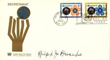 RALPH J. BUNCHE - FIRST DAY COVER SIGNED