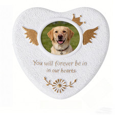 Heart/Paw Shaped Pet Memorial Stone,Personalized Dog Cat Grave Marker with Photo