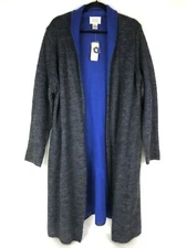 NEW VINTAGE FIELD MANOR LONG OPEN CARDIGAN WOMEN’S LARGE MOHAIR WOOL