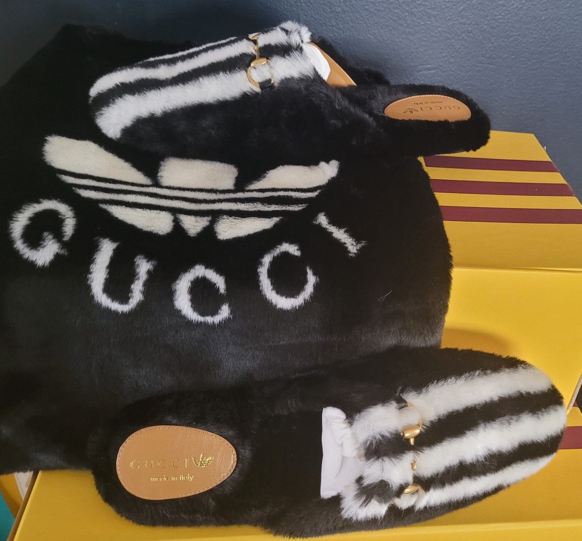 GUCCI レインシューズ 37 パンプス NEW GUCCI x ADIDAS™ W0MEN'S STRIPES FURY SLIDE WITH HORSEBIT
