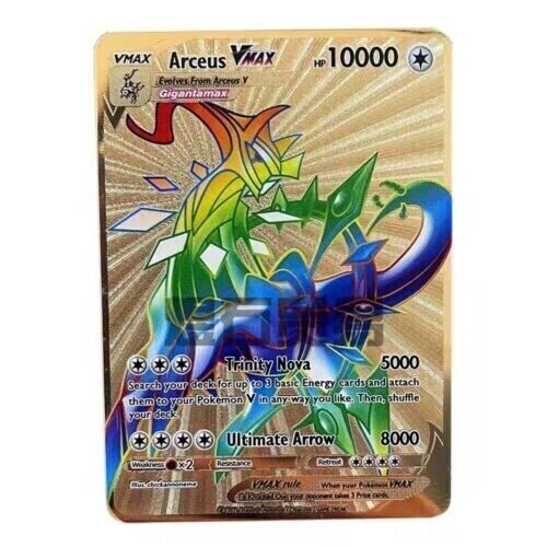 NEW Pokémon 10000point Metal Cards TCG Arceus VMAX Golden Pokemon Gifts For Kid