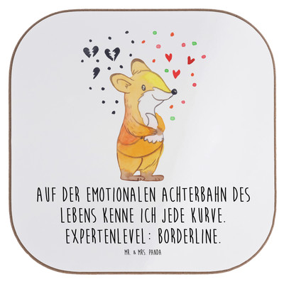 Holz Untersetzer Fuchs Borderline - Geschenk Getränkeuntersetzer BPS