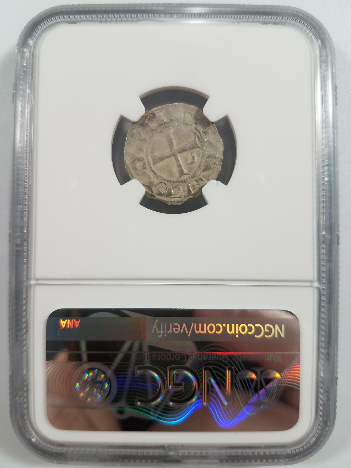 Antioch Bohemond III NGC AU 53 Silver Denier Knights Templar Crusader Holy Cross