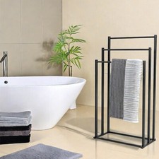 Black White 3 Tier Free Standing Towel Rail Stand Unit Rack Storage Bathroom