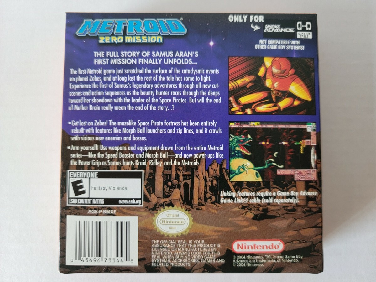 METROID ZERO MISSION MINT BOX & BOOK COMPLETE GBA CIB Zero