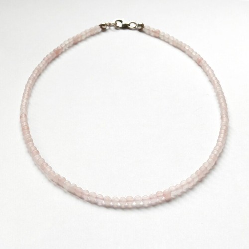 A++ Rose Quartz Micro Faceted Round Tiny Beads 24" Beautiful Choker Necklace - Picture 2 of 10