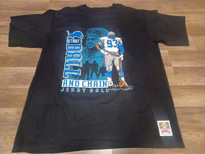 Rare Vintage 90's Nutmeg Detroit Lions Jerry Ball Caricature Player T-Shirt XL