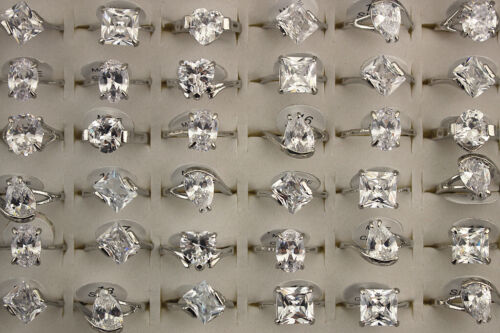 Wholesale Mixed Lots 47pcs Womens Jewellery Clear Cubic Zirconia Fashion Rings - Picture 1 of 7