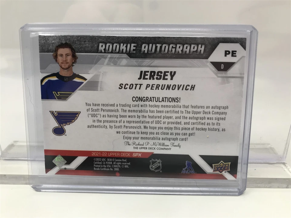 Scott Perunovich 2021-22 Upper Deck SPx Hockey Rookie Autograph Jersey /375 - Image 2 of 2