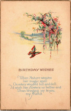 Postcard Birthday Wishes Butterflies Verse