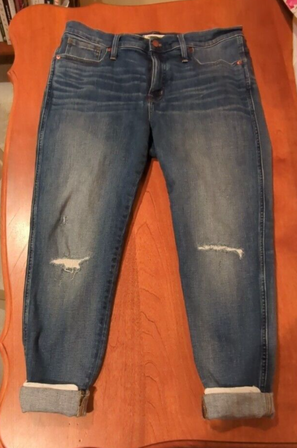 Madewell Womens High Rise Skinny Jeans Size 32 Distressed Blue K1868