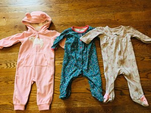 Conjunto Carters Para Bebe Nina 9 Meses Pijama De Piqueros De Patas Cremallera Y Puente Con Capucha Sin Pies Ebay